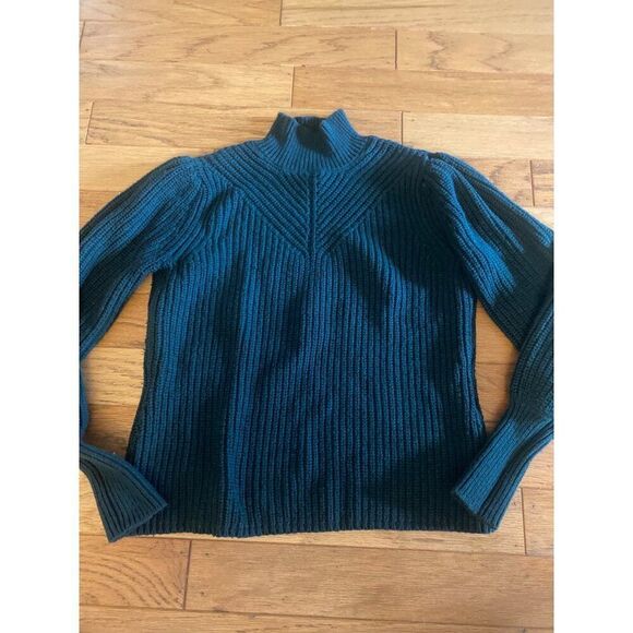 Rachel Zoe women's Vintage Style Ribbed Knit mock neck sweater balloon sleeve - Picture 1 of 8